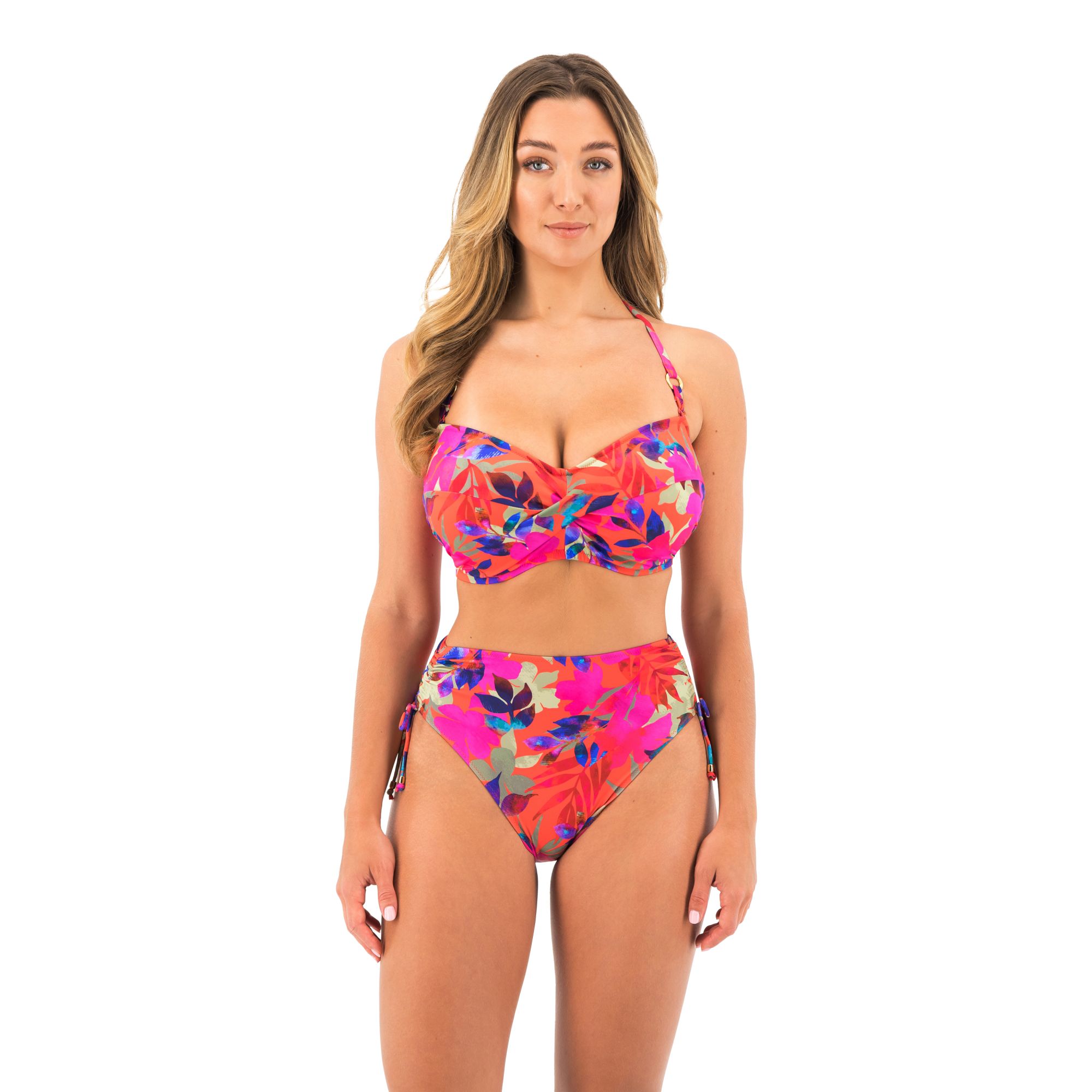 PLAYA DEL CARMEN-BEACH PARTY-UW TWIST BANDEAU BIKINI TOP-FS504309-HIGH WAIST BIKINI BRIEF-FS504378-F-TRADE-3000-SS24